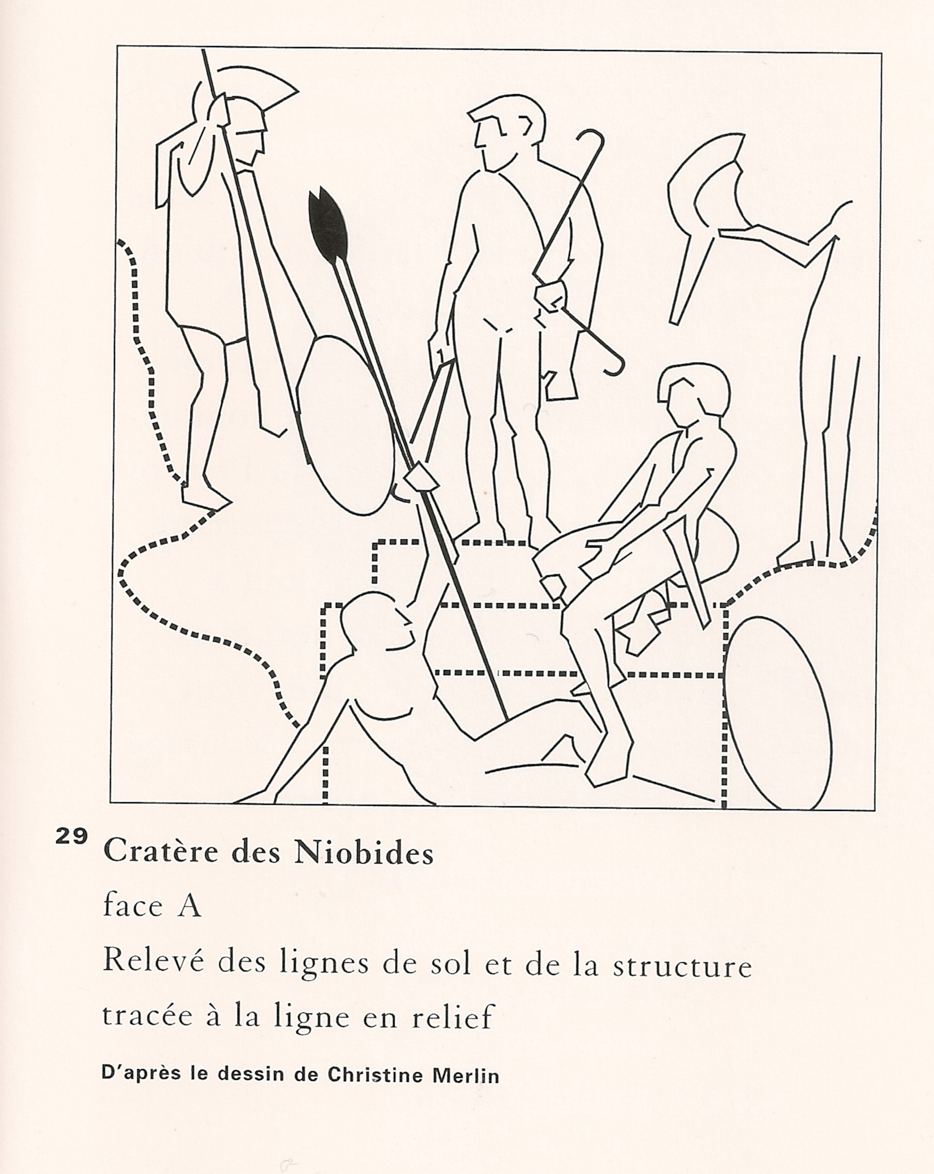 Peintre des Niobides, Cratère des Niobides, Cratère en calice à figures rouges, 460-450 av. J.-C., H. 54 cm x D. 56 cm, découvert en 1880 par Wolfang Helbig sur la colline d’Orvieto, Paris, Musée du Louvre, inv. G 341.  M. Denoyelle, Le cratère des Niobides, Collection Solo, p. 35, fig. 29.